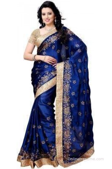 Four Seasons Embriodered Fashion Satin Sari